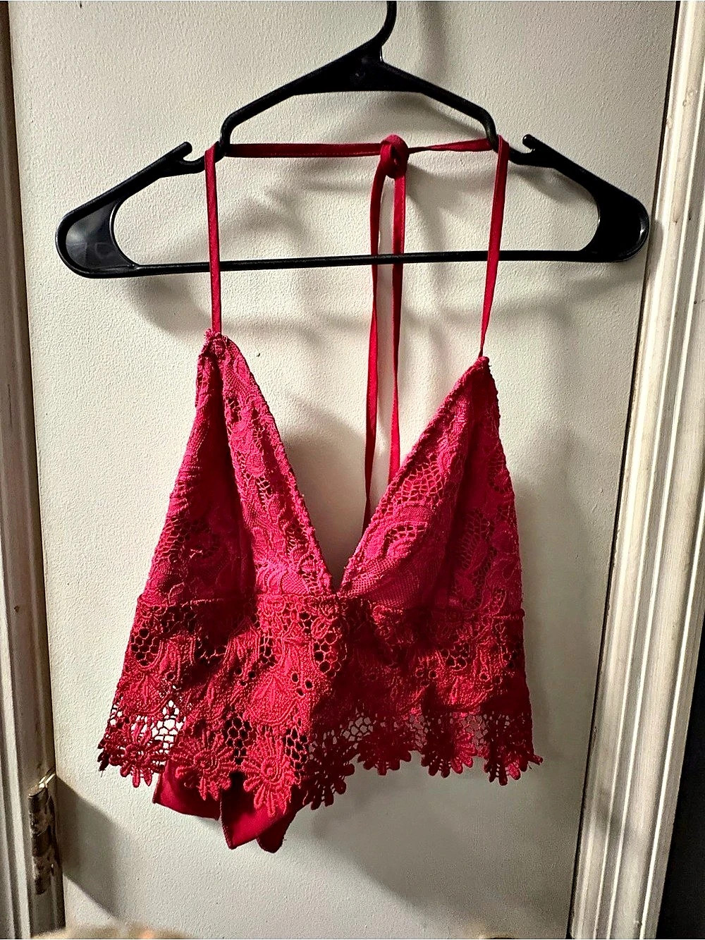 SHEIN Lace Tie-Back Camisole in Red Size XS